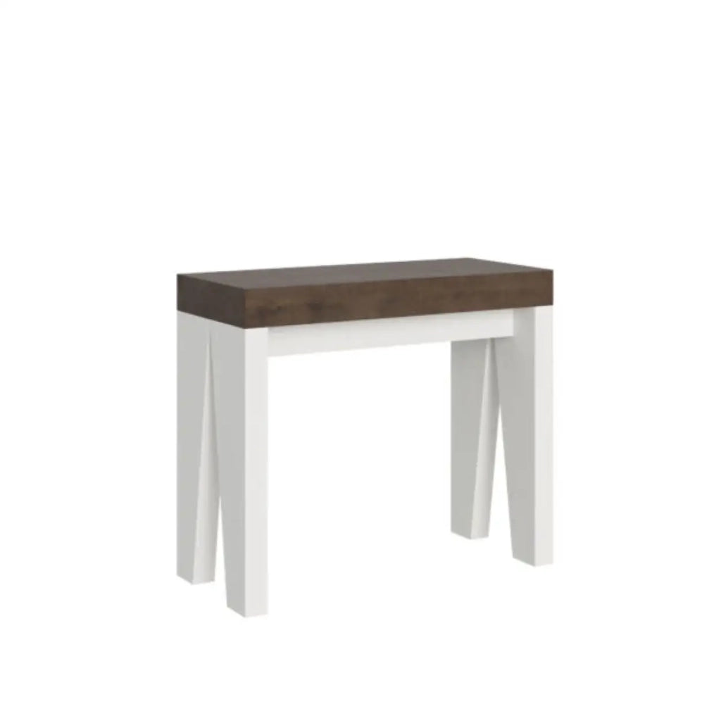 Consolle allungabile 90x40/300 cm Naxy Mix piano noce - struttura bianco frassino