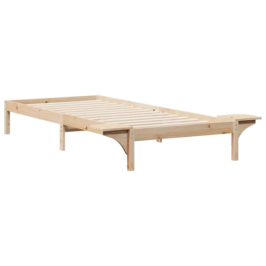 Letto con Tavolini Laterali Naturale 90 x 210 cm Pino massello 873220