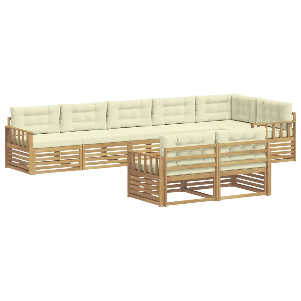 Set di divani da esterno 8 pz Bianco e Crema Poliestere 3390675