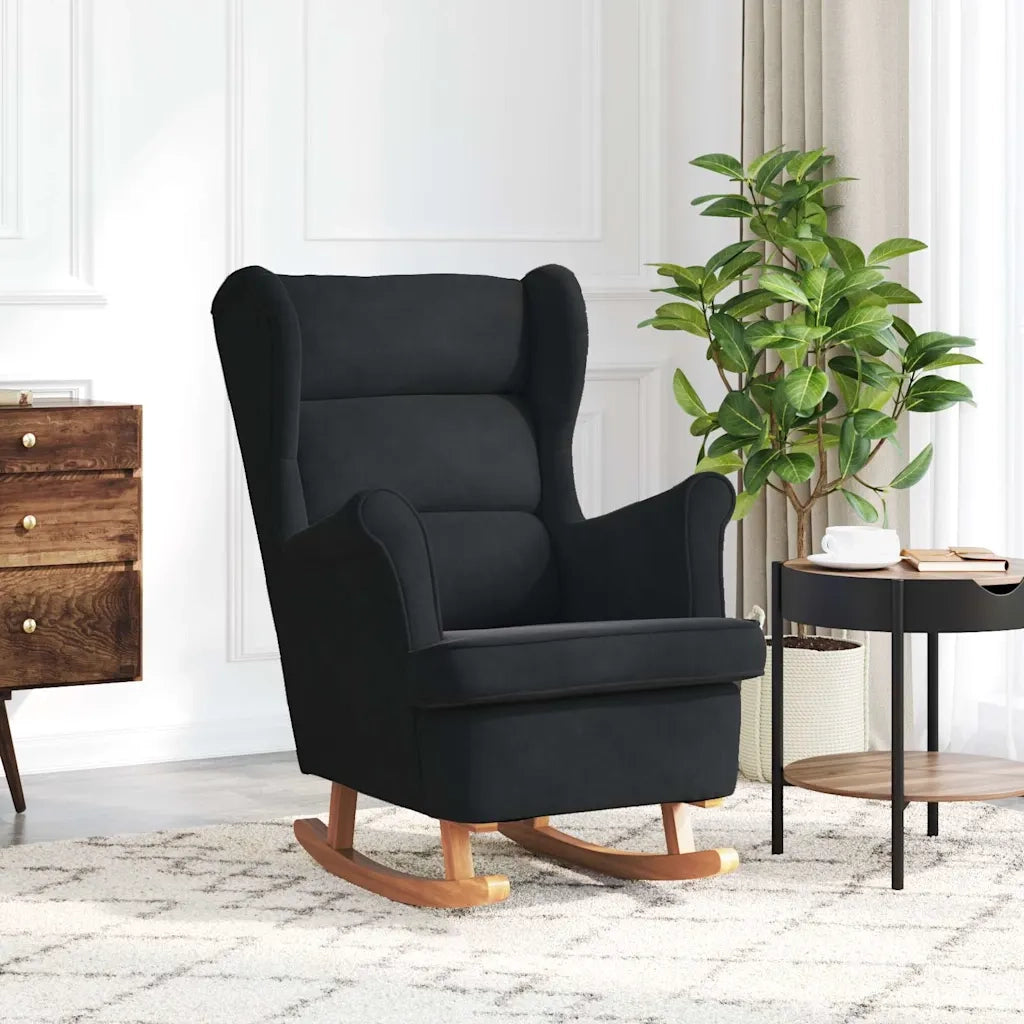 Sedia a dondolo con schienale alto in velluto nero CFW9275492
