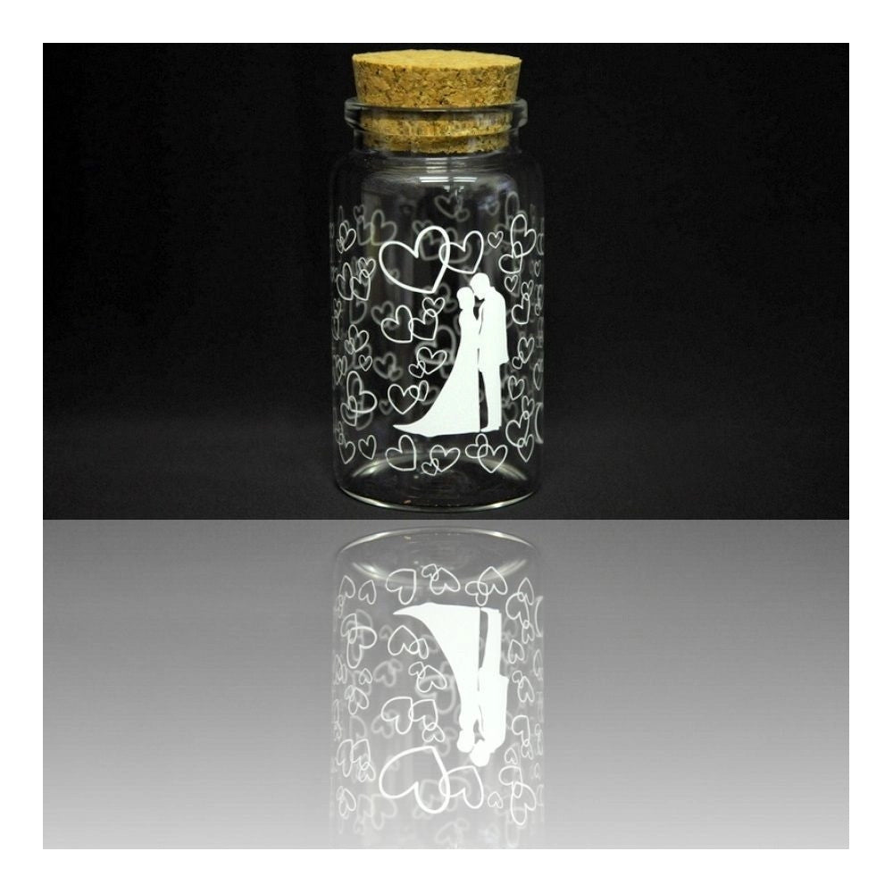 Trade Shop - Set 12 Pezzi Bomboniera Bomboniere Ampolla 3x6cm Cuori Porta Confetti Matrimonio -