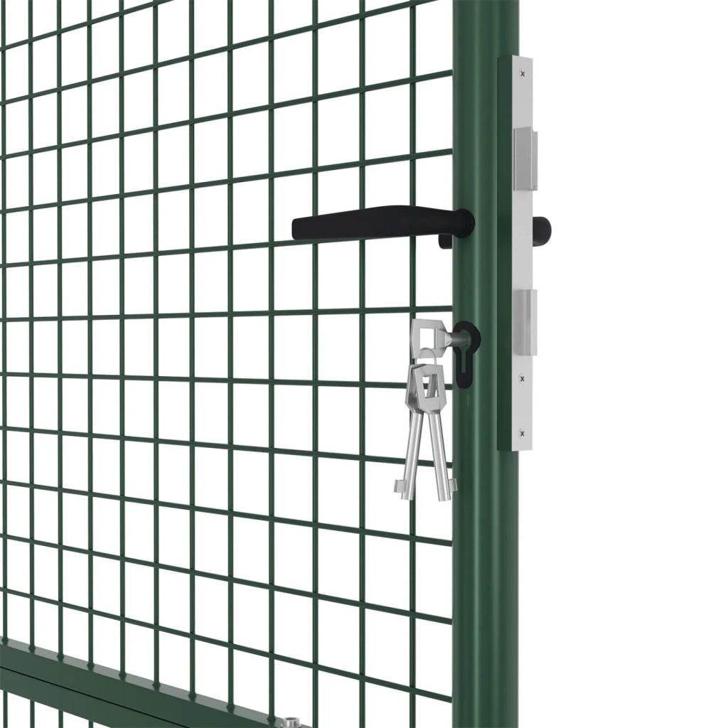IDMarket - Cancello da giardino in acciaio 105 x 175 cm con serratura e maniglia verde