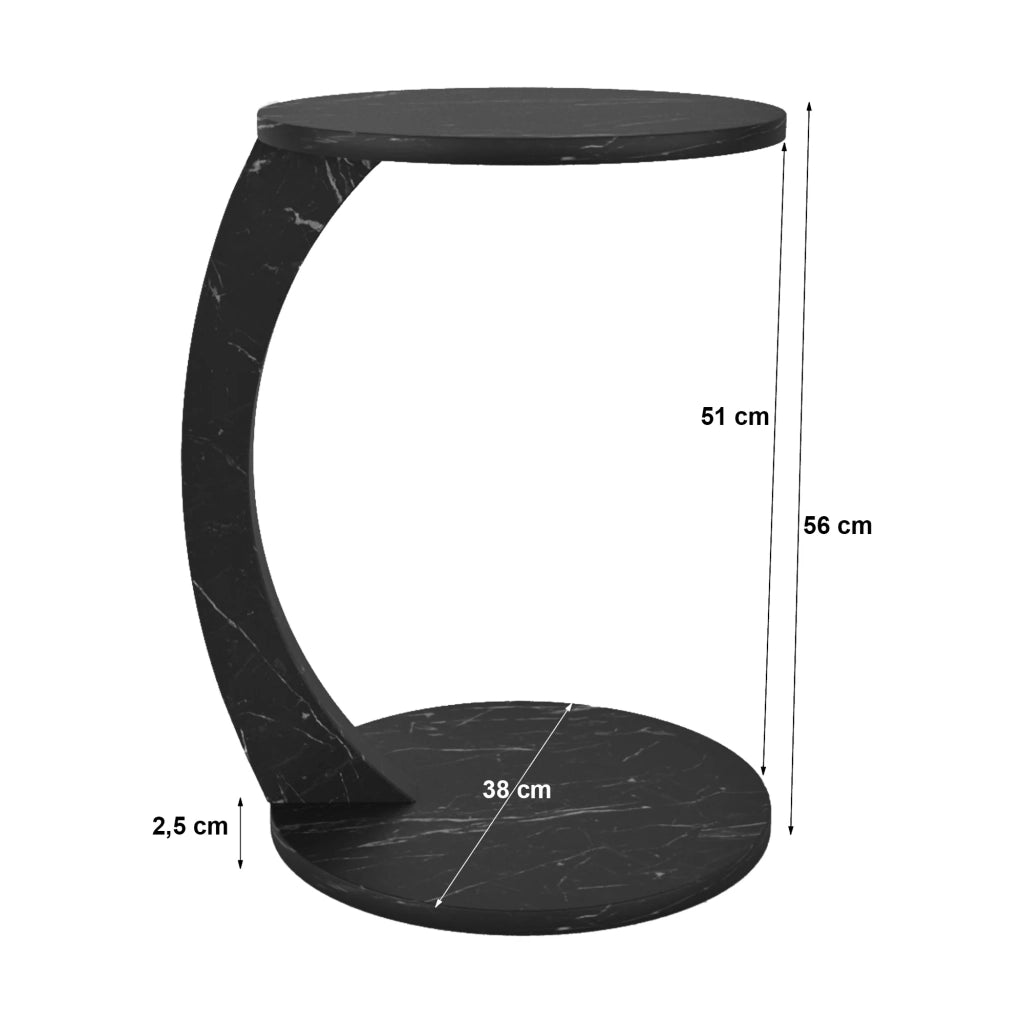 Tavolino rotondo con rotelle MDF 56 x 38 cm nero 03_0008667