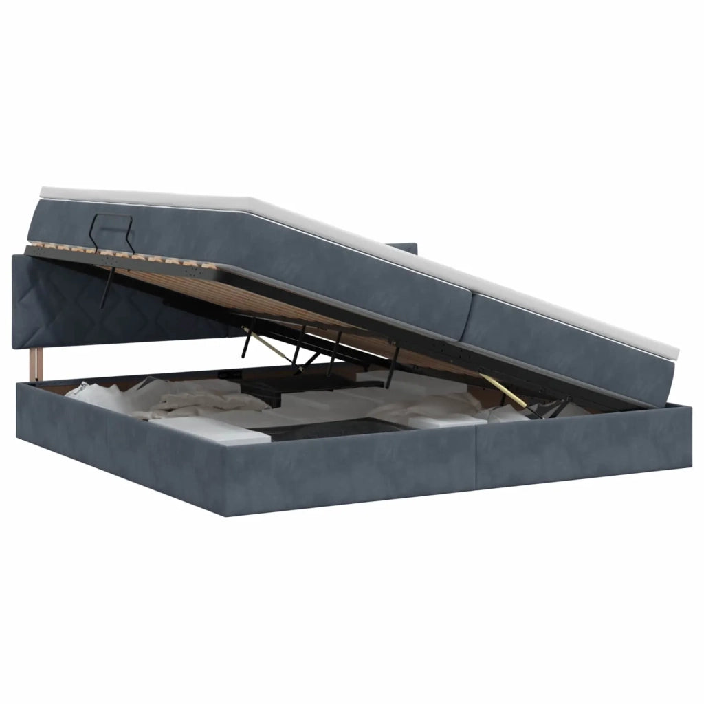 Letto con Contenitore Grigio Scuro 200 x 200 cm Velluto 3458890