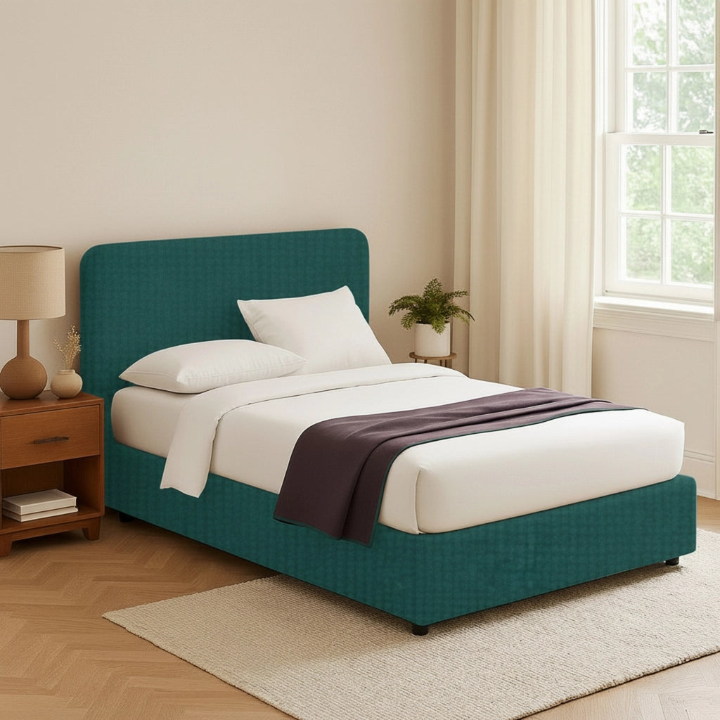 Telford, Letto Piazza e Mezza Sfoderabile Made in Italy, Verde Petrolio