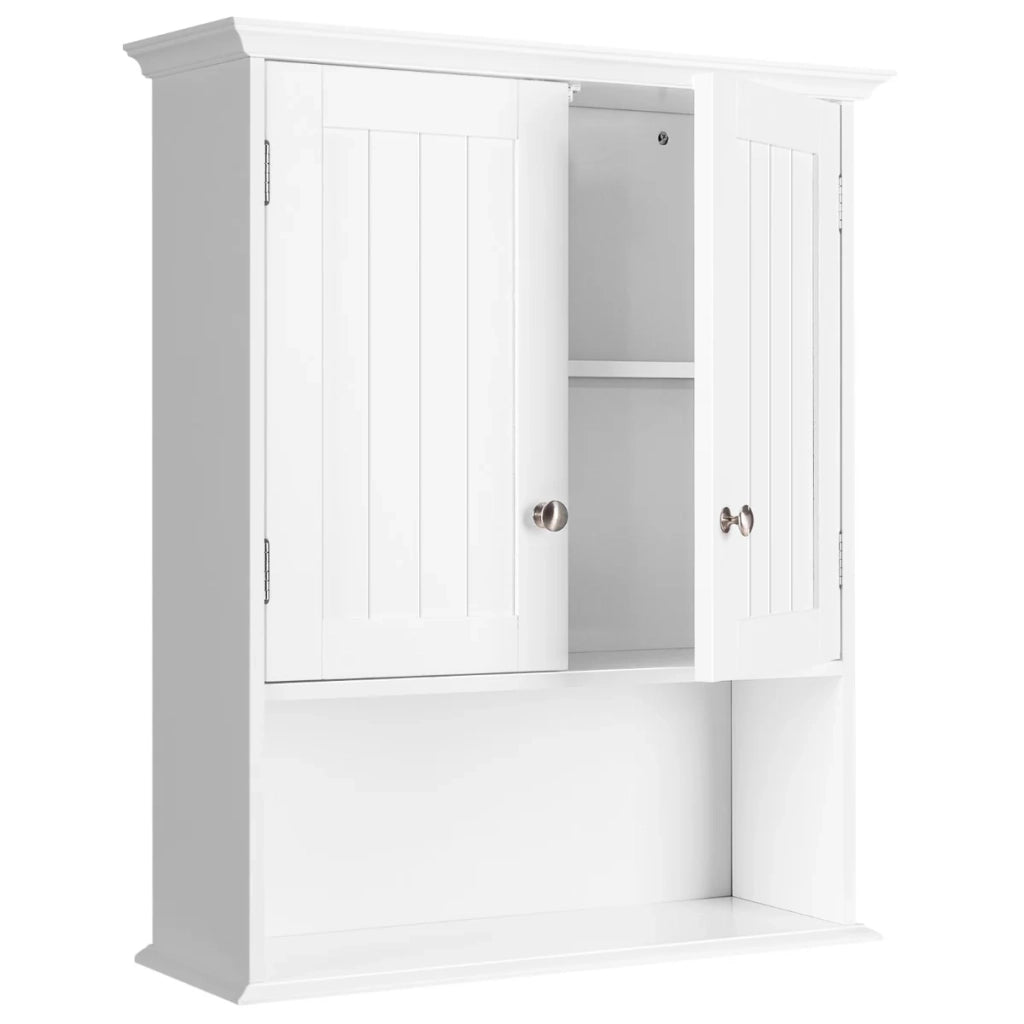 Mobiletto da bagno pensile 60 x 19 x 71 cm salvaspazio finitura impermeabile design moderno in MDF bianco 20_0019238