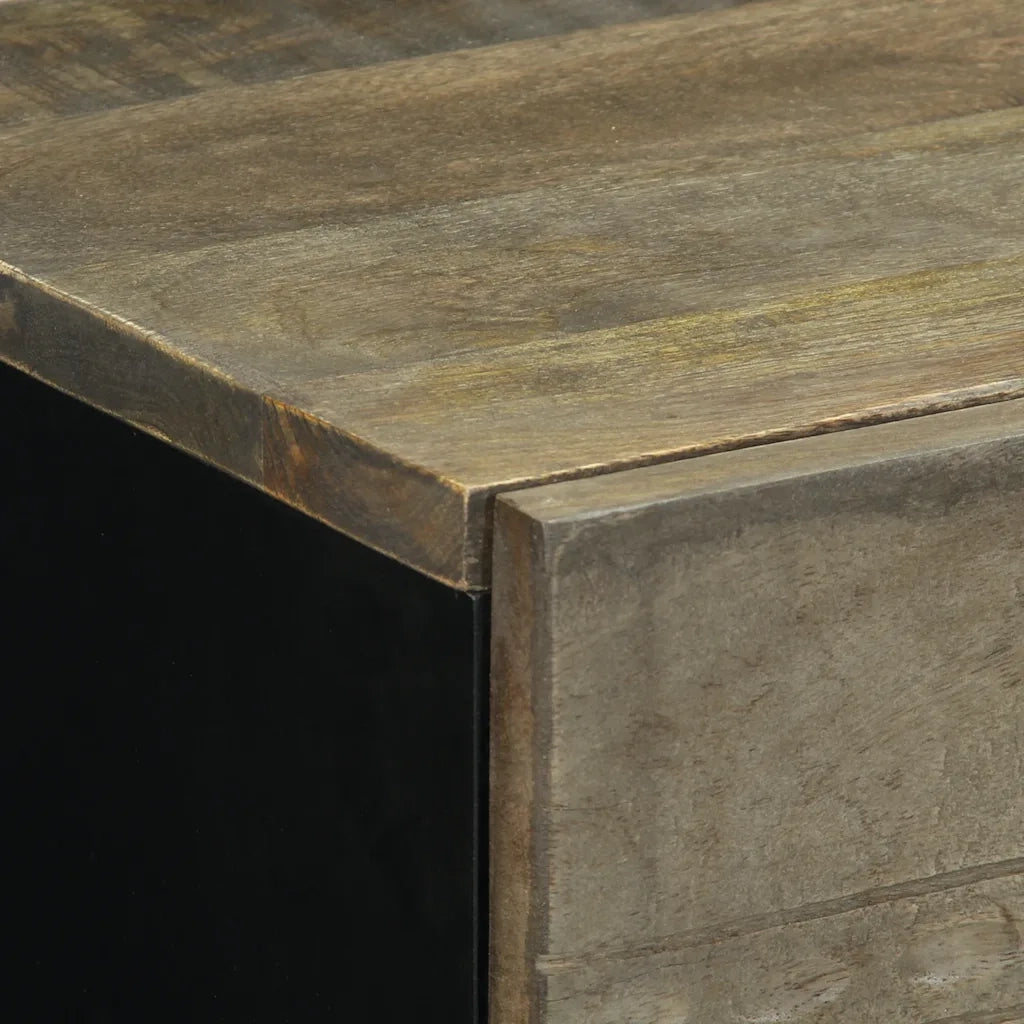 Comodino Grigio Chiaro 50x33x60 cm in Legno Massello di Mango 4017801