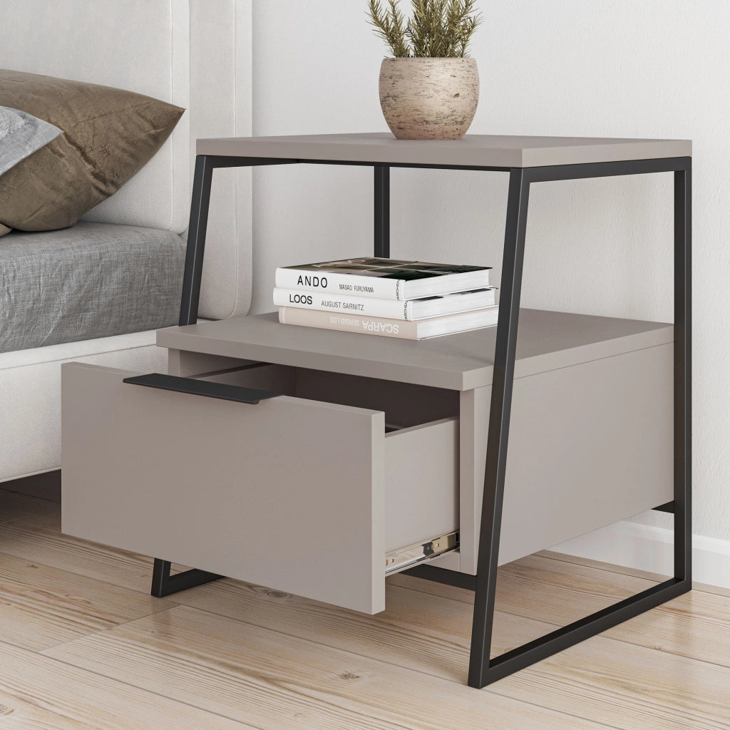 Comodino in legno "Pal" 45 x 41 x 50 cm - Moka chiaro