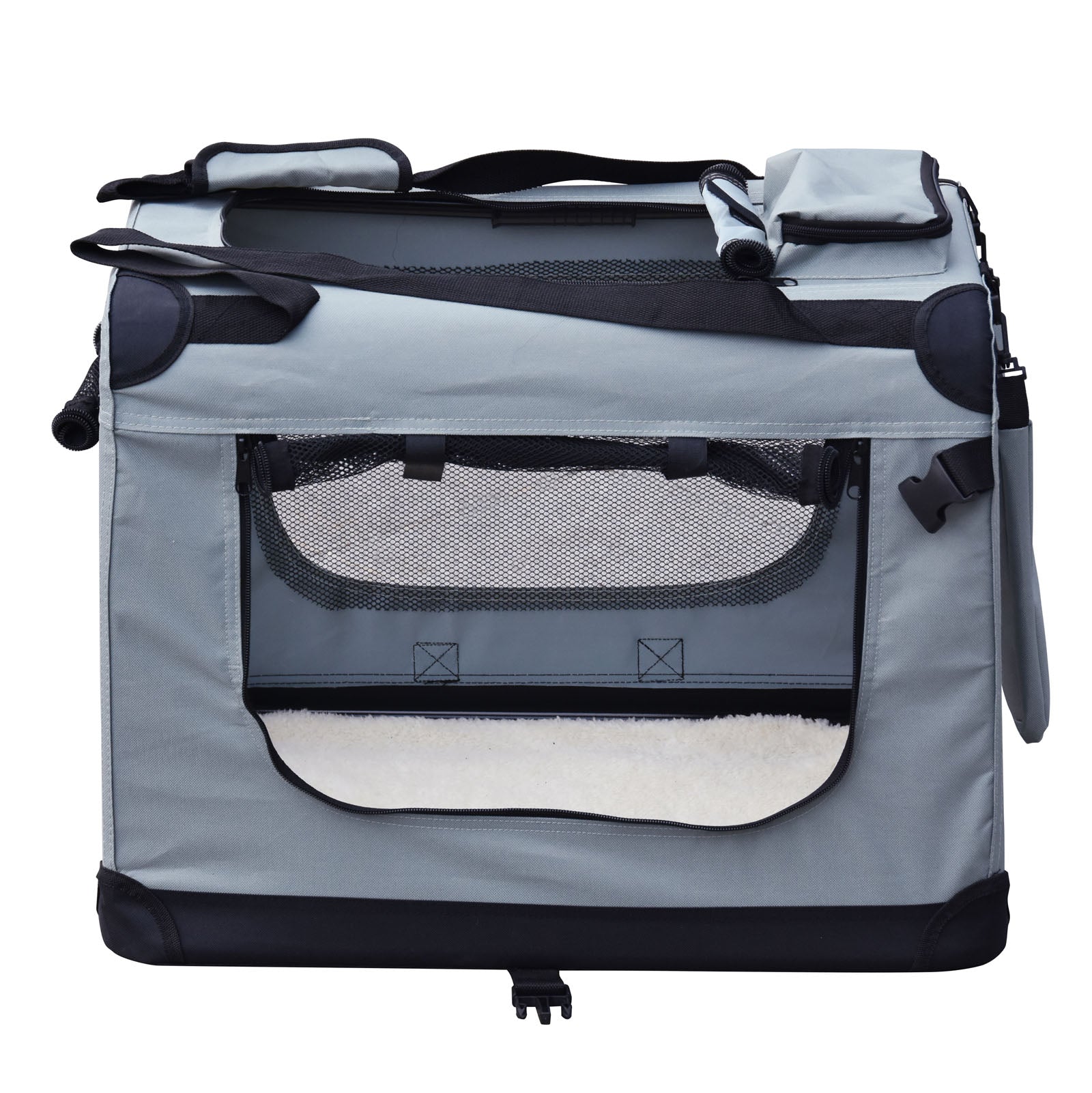 Fudajo Trasportino pieghevole grigio per animali domestici Tagl. XXL (90x60x64cm) maniglia/copertina