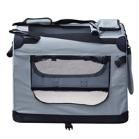 Fudajo Trasportino pieghevole grigio per animali domestici Tagl. XXL (90x60x64cm) maniglia/copertina