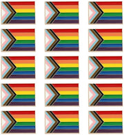 Bottoni da broche in emaillo, 15 pezzi, rinnovabili, 30 x 20 mm, colori vivaci, bandiera arcobaleno