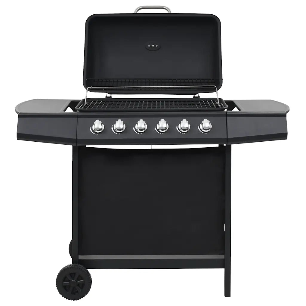 Barbecue Griglia a Gas con 6 Fornelli Acciaio Nero 44282