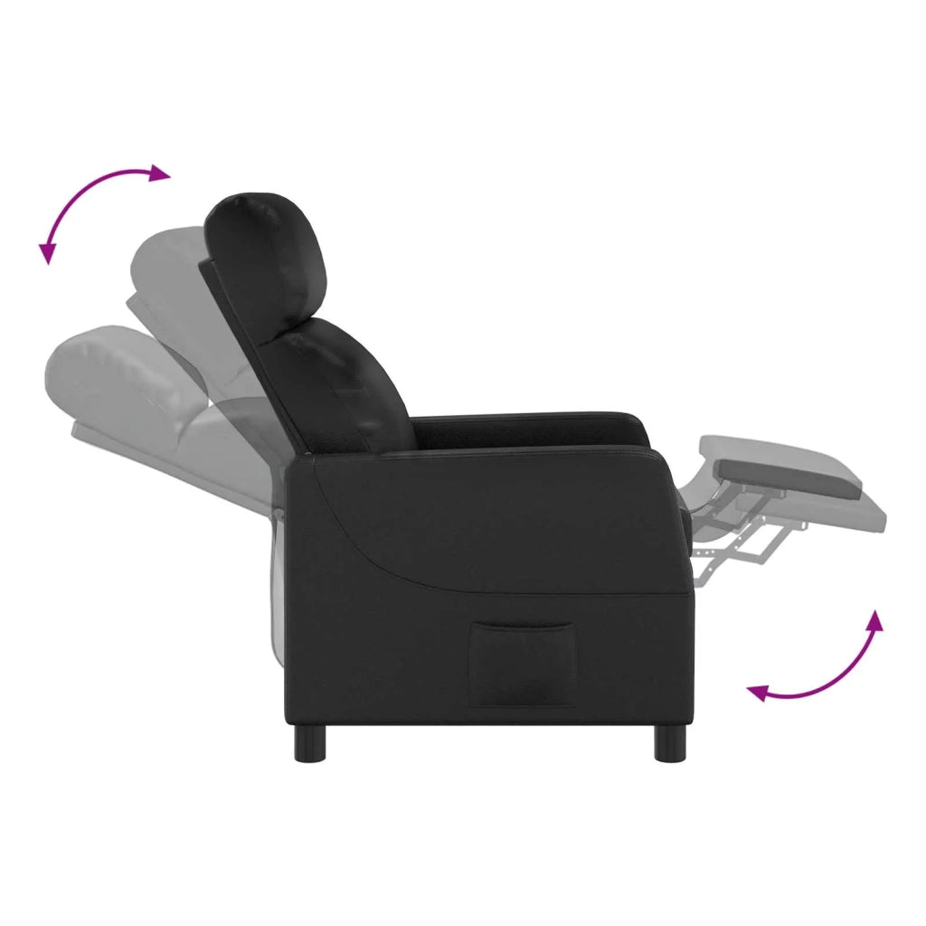 Divano Sedia-Poltrona reclinabile Nero Similpelle 274701