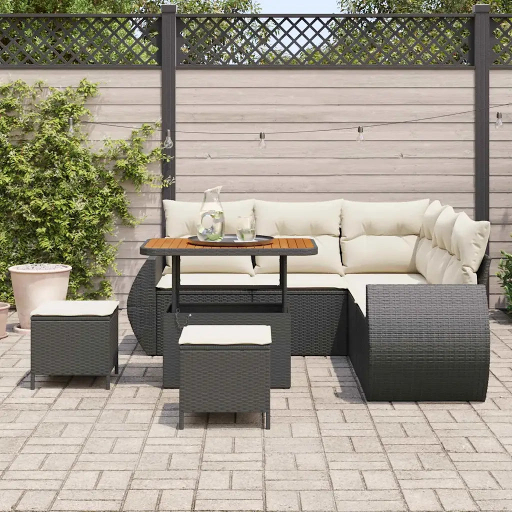 vidaXL Set Divano da Giardino 8 pcs Nero e crema 90 x 55 x 71 cm