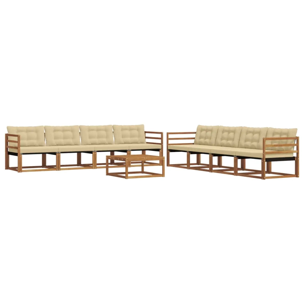 Set di divani da esterno con cuscino 9 pcs Naturale e Beige