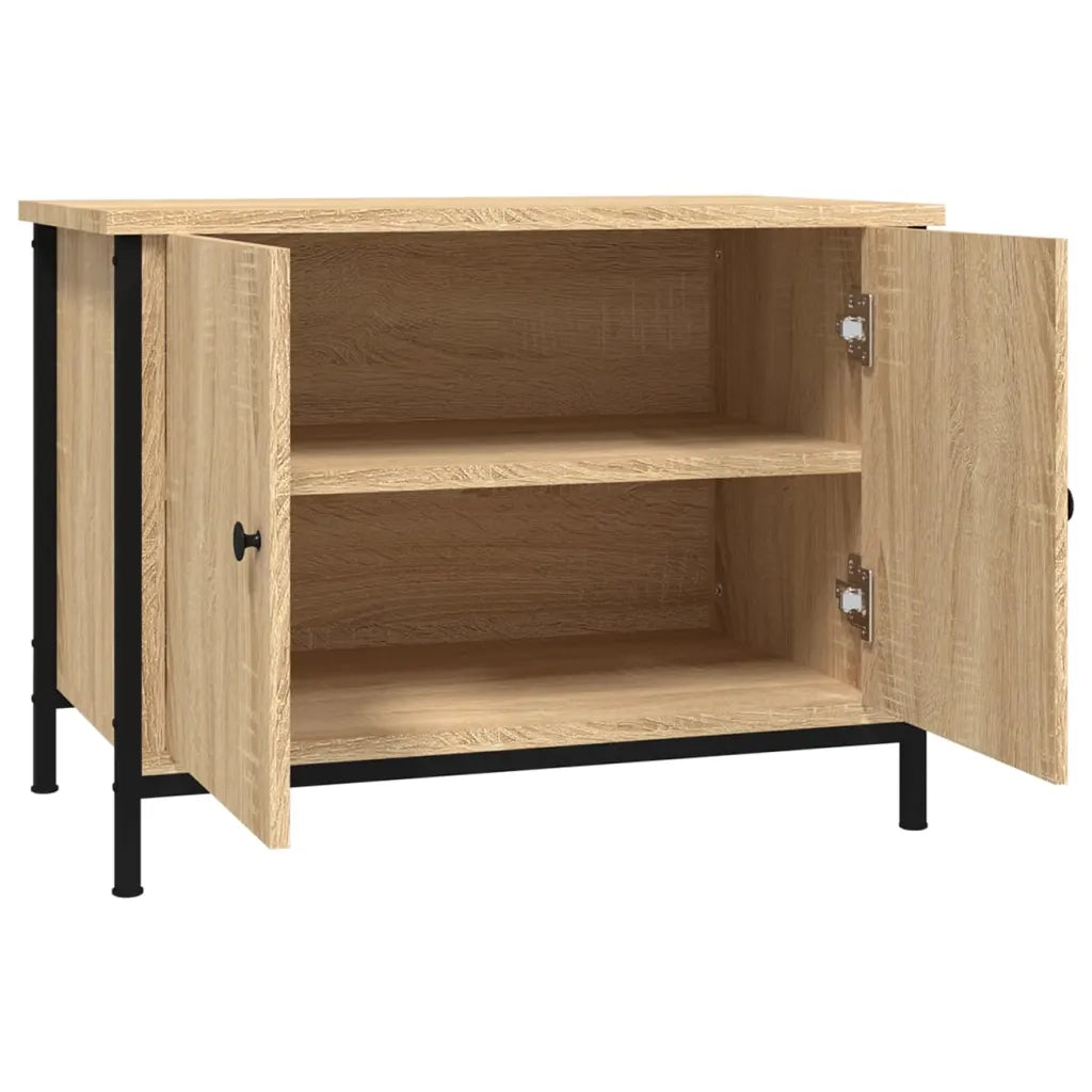 Mobile TV con Ante Rovere Sonoma 60x35x45 cm Legno Massello di Acacia 826296