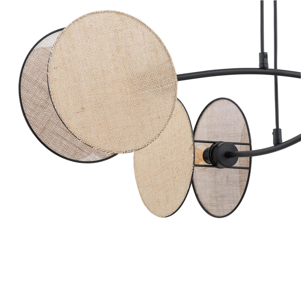 Lampada A Sospensione 4 Luci Moderna Nut In Acciaio Effetto Naturale
