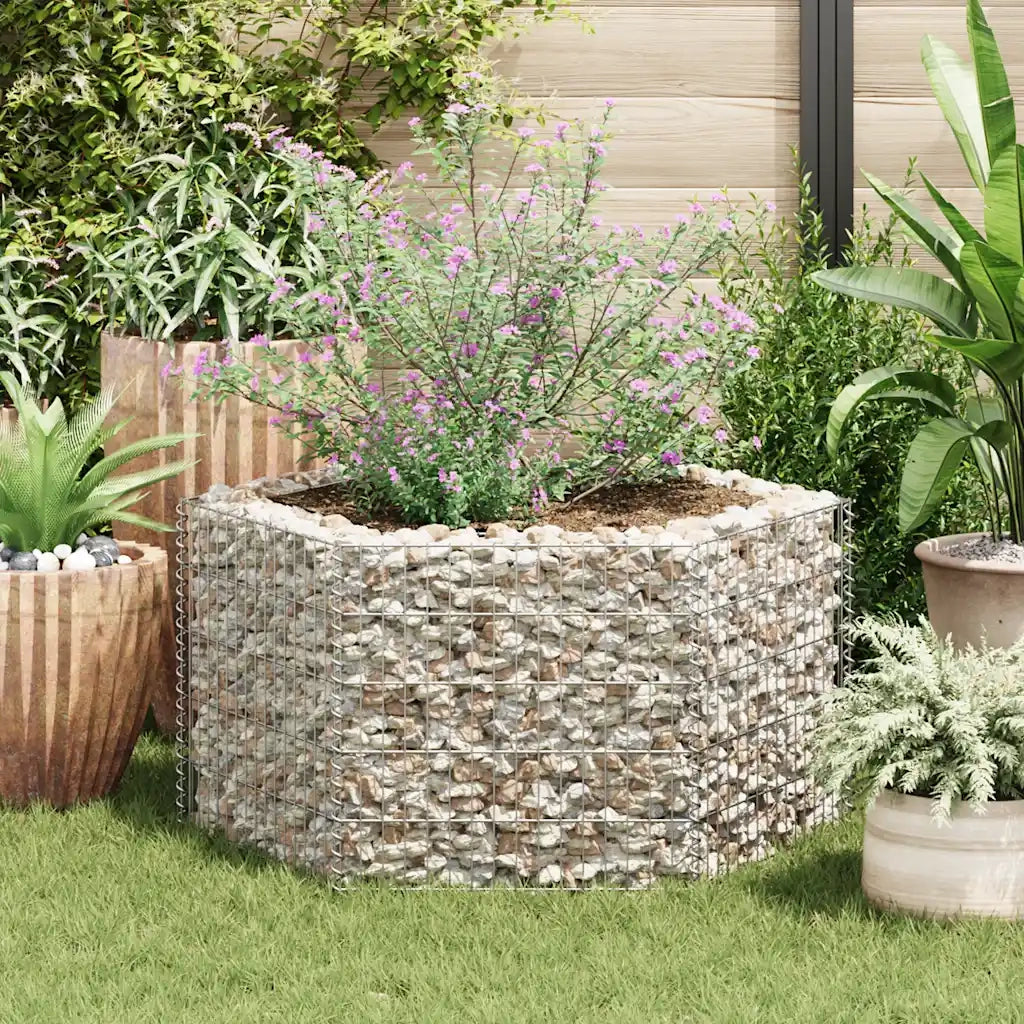 Gabbione Letto Rialzato da Giardino Esagonale 100x90x50 cm cod mxl 48486