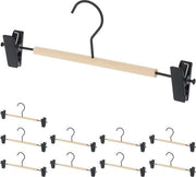 Set di appesi per abiti - 10 pezzi - viti regolabili - gonne e pantaloni - Dimensioni: ca. 115x305x3 cm - Nero/Naturale