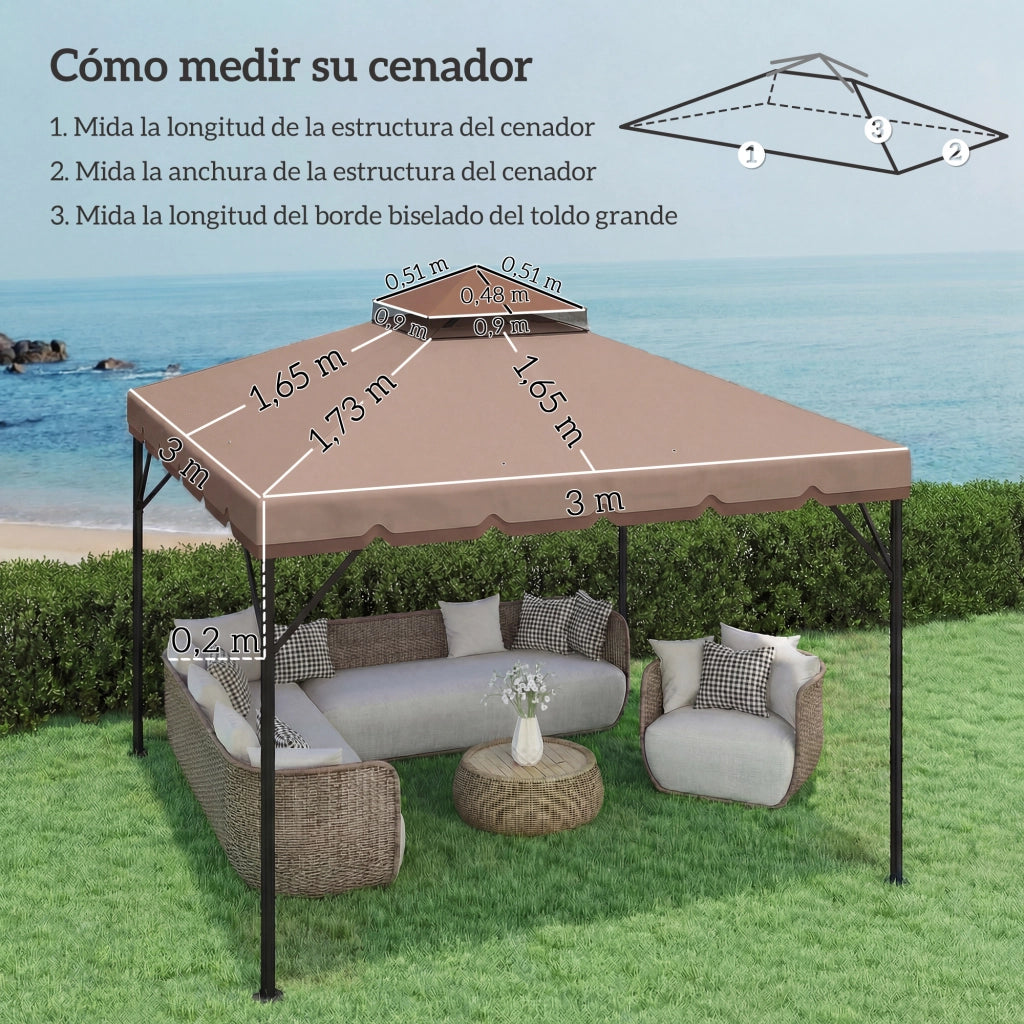 Toldo da giardino 3x3 m ¨C zephmum ¨C caqui, UPF 30+, con fori di drenaggio