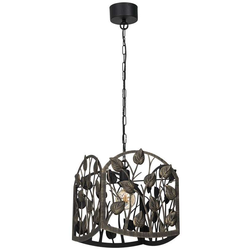 Lampada sospensione Blatt 1xE27 nera metallo Luminex