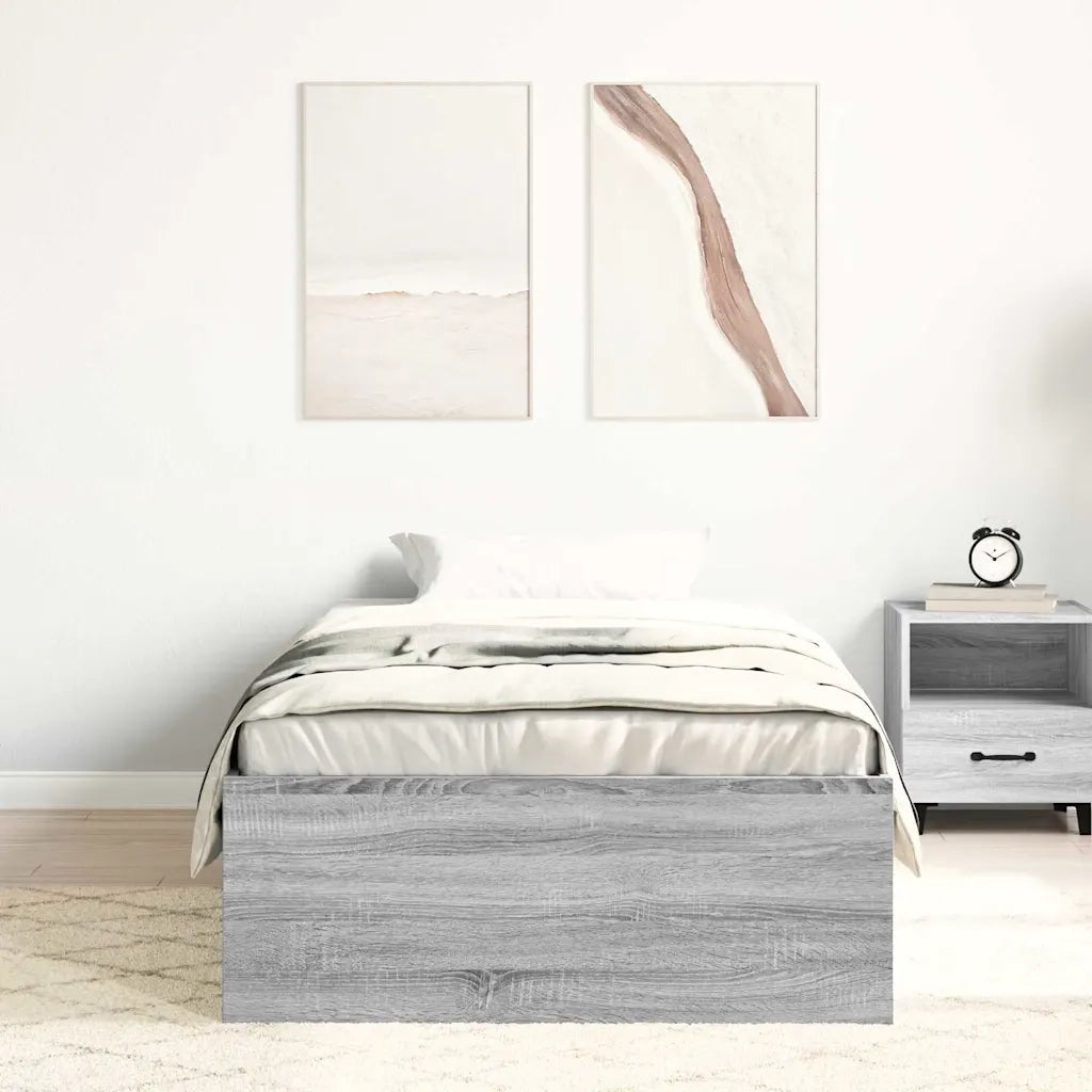 Letto singolo | Letto per adulti | Giroletto Grigio Sonoma 100x200 cm