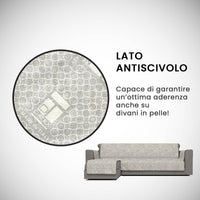 Copridivano con Penisola Sinistra Seduta 290 cm in Poliestere e Cotone Beige