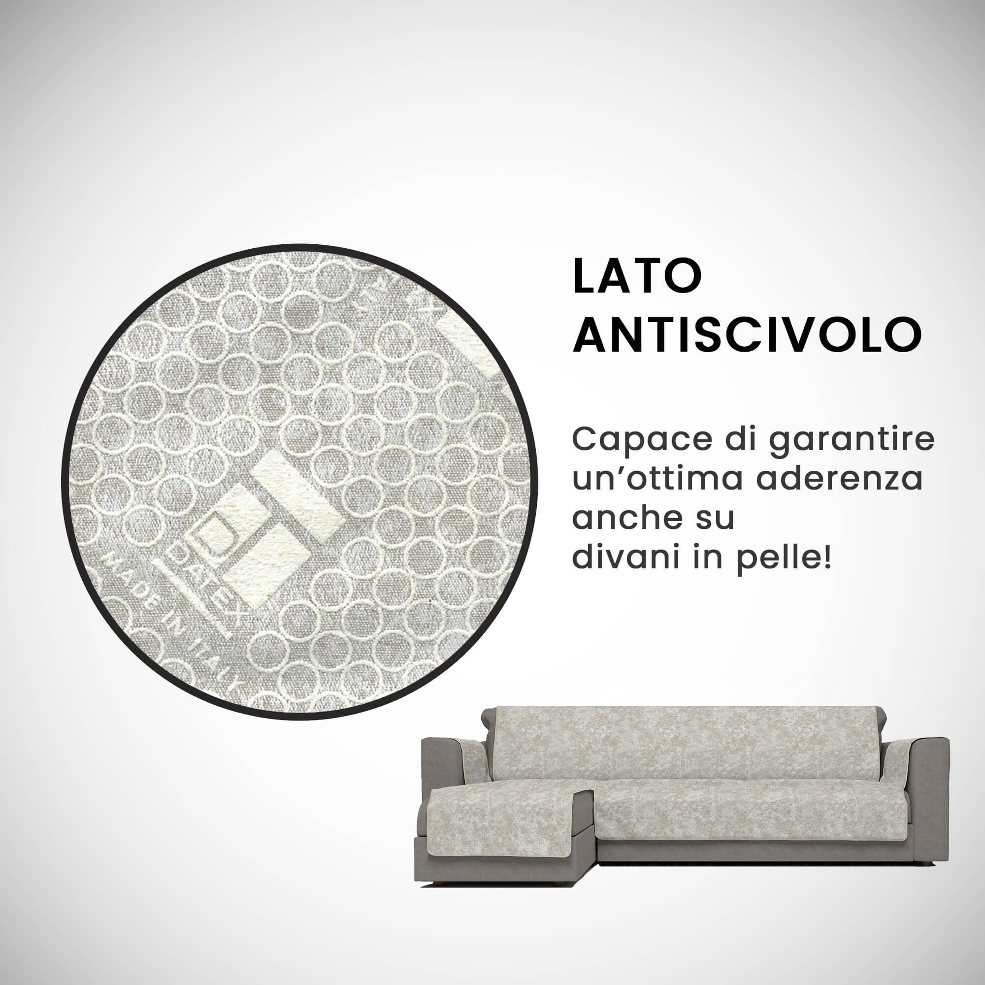 Copridivano con Penisola Sinistra Seduta 290 cm in Poliestere e Cotone Beige