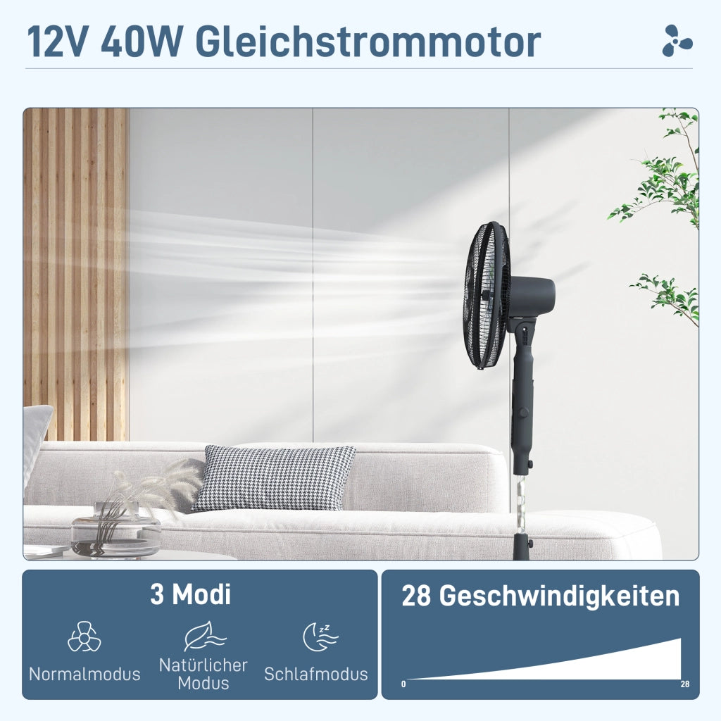 Ventilatore da terra con telecomando ¨C zephmum ¨C 3 velocit¨¤, nero