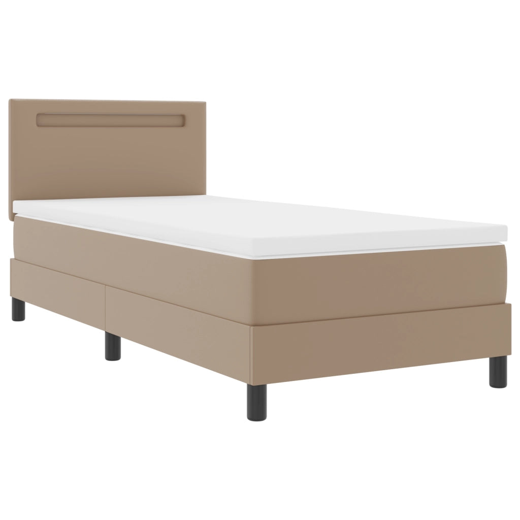 Letto a Molle Box  con Materasso Cappuccino 100x200 cm Pelle Sintetica