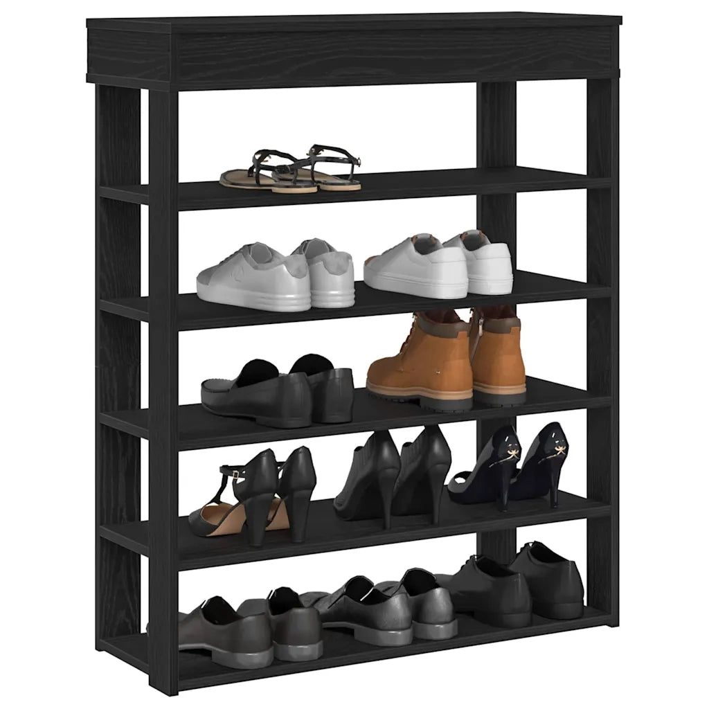Scarpiera-Scaffale per scarpe Nera 80x30x98 cm in Legno Multistrato