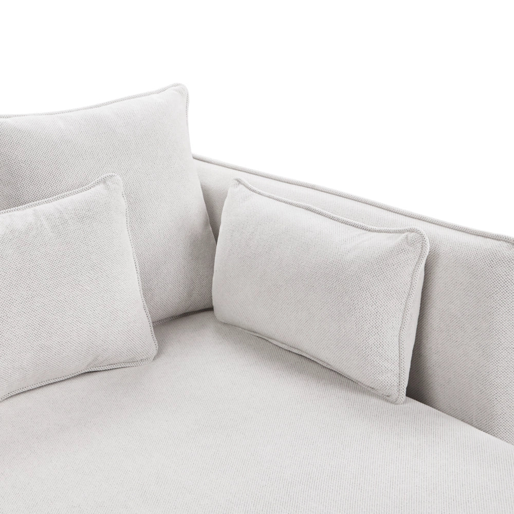 Chaise Lounge Beige Chiaro Poliestere Tessuto Imbottito Braccioli Cuscino Schienale Design Moderno Soggiorno Simmetrico