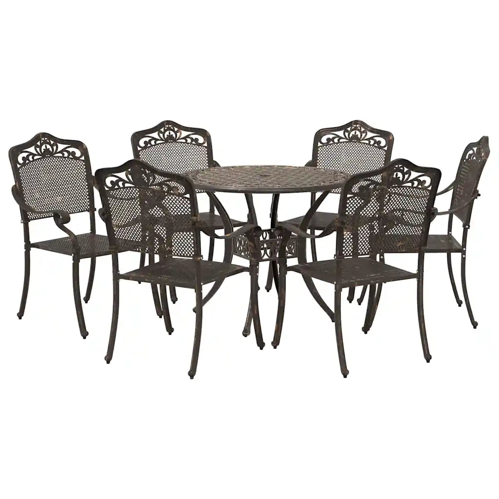 Set da Pranzo per Giardino 7 pcs Bronzo Alluminio 3334704