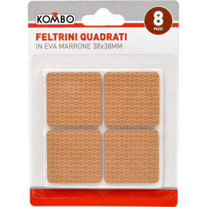 Set 8 pz feltrini quadrati in eva misure 3colorre marrone