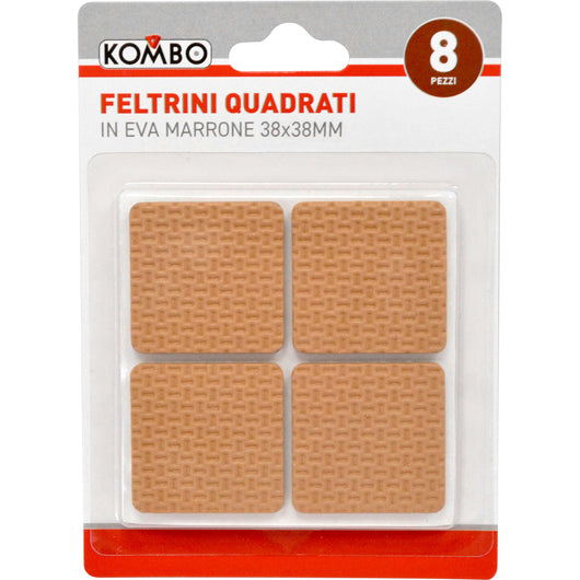Set 8 pz feltrini quadrati in eva misure 3colorre marrone