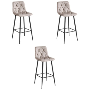 Sgabello da bar VALORA KODA - Velluto beige scuro con gambe nere x 3