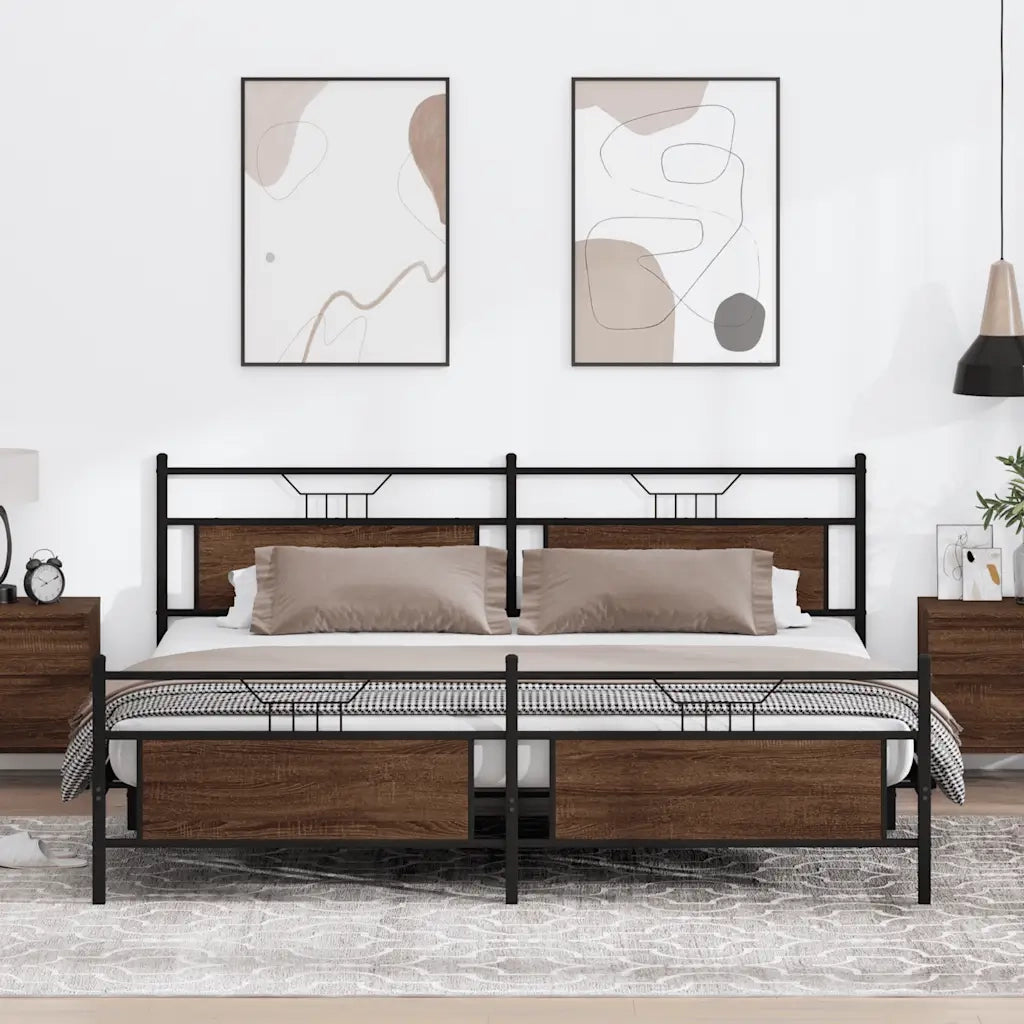 Giroletto senza Materaso in Metallo Rovere Marrone 193x203 cm