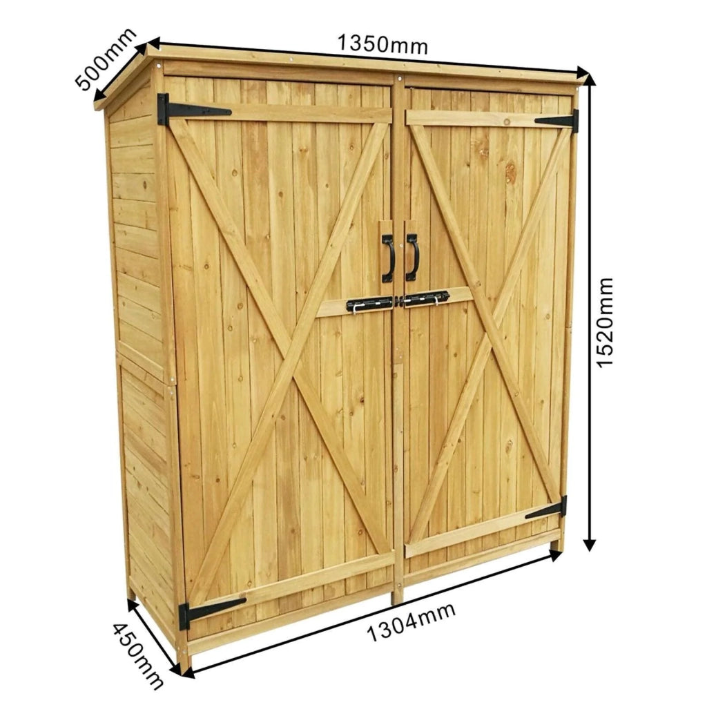 Casetta da giardino con doppie porte 135 x 50 x 162 cm tetto catramato attrezzi 16_0002838
