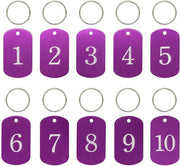 Etichette numeriche gravate in alluminio - Accessori per chiavi e borse (Set 1-50, Blu)
