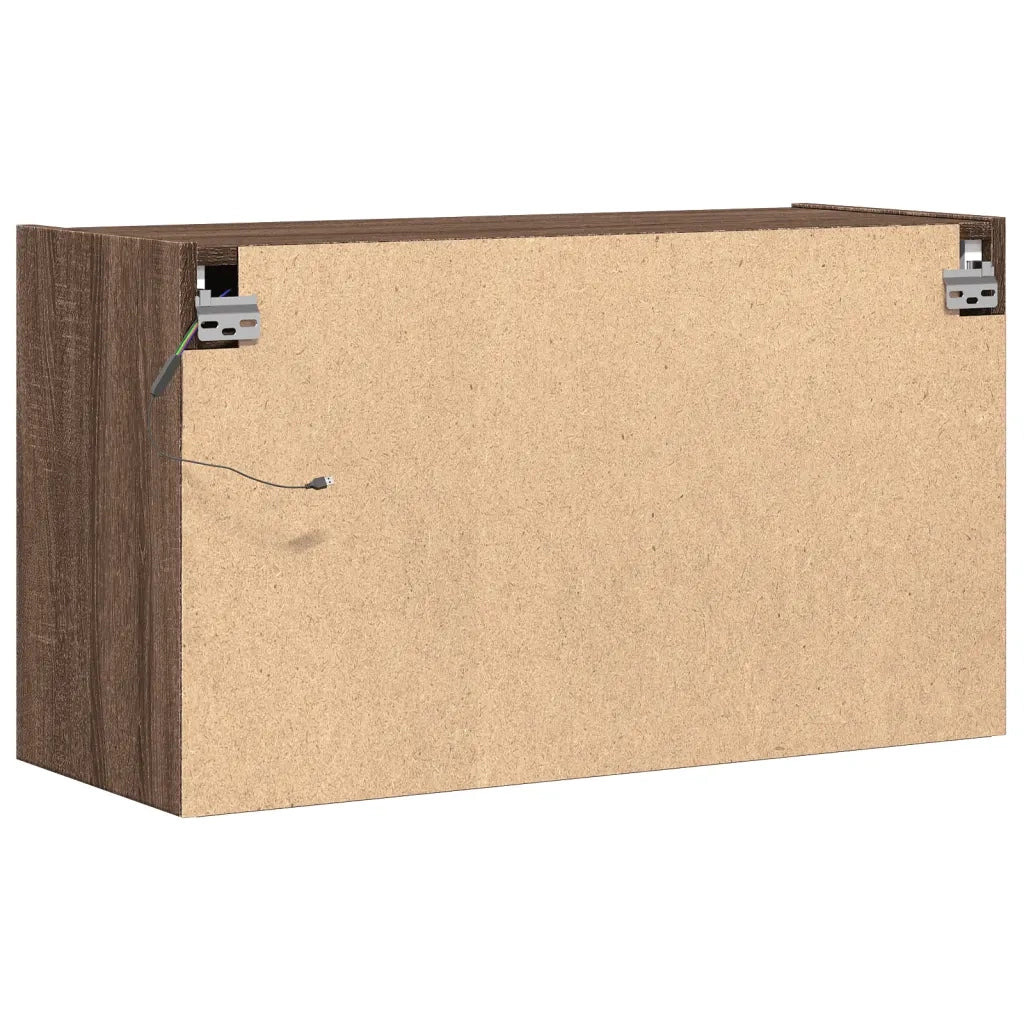 vidaXL Mobile TV a Parete con Luci LED Rovere Marrone 80x31x45 cm