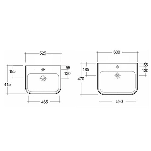 Lavabo metropolitan 52cm con troppo pieno