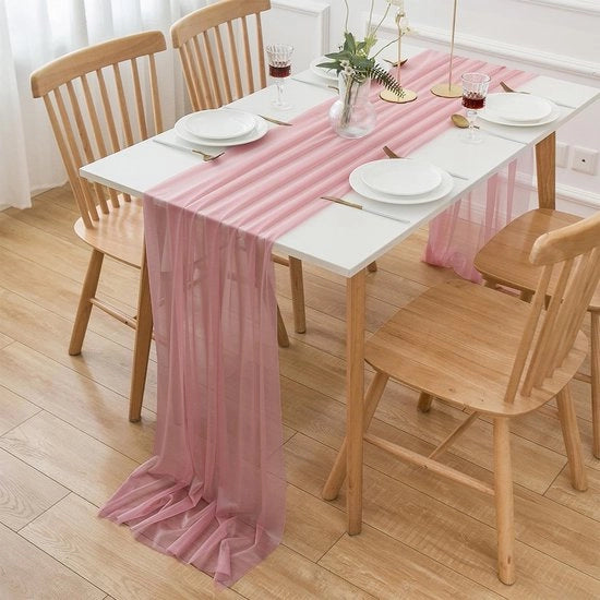 Tulle Chiffon Toga in Pizzo Rosa Pallido 75cm x 3m per Matrimoni, Feste di Compleanno e Comunioni