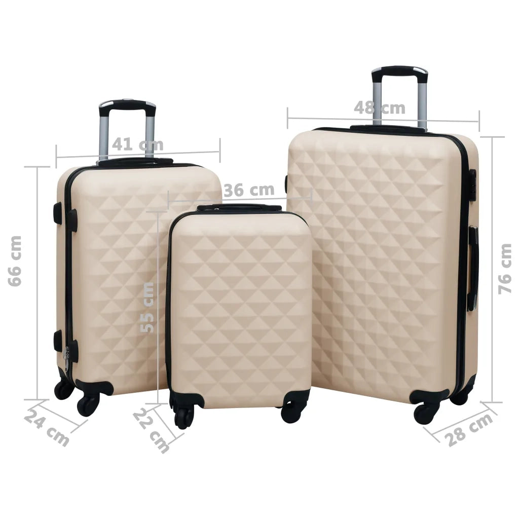 Set Valigie Trolley a Custodia Rigida 3 pz Oro in ABS CFW3107483