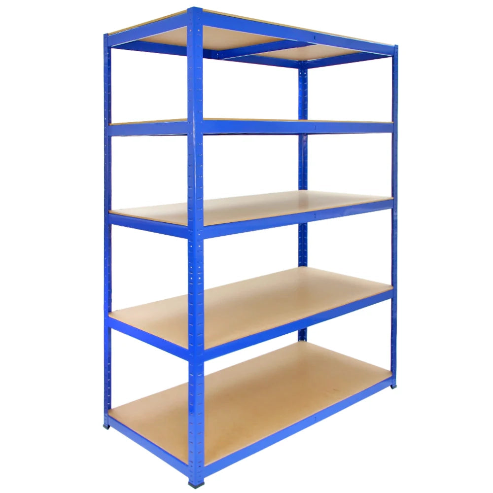 10 Scaffali in Acciaio Senza Bulloni T-Rax Blu Larghi 120cm per Magazzino e Box