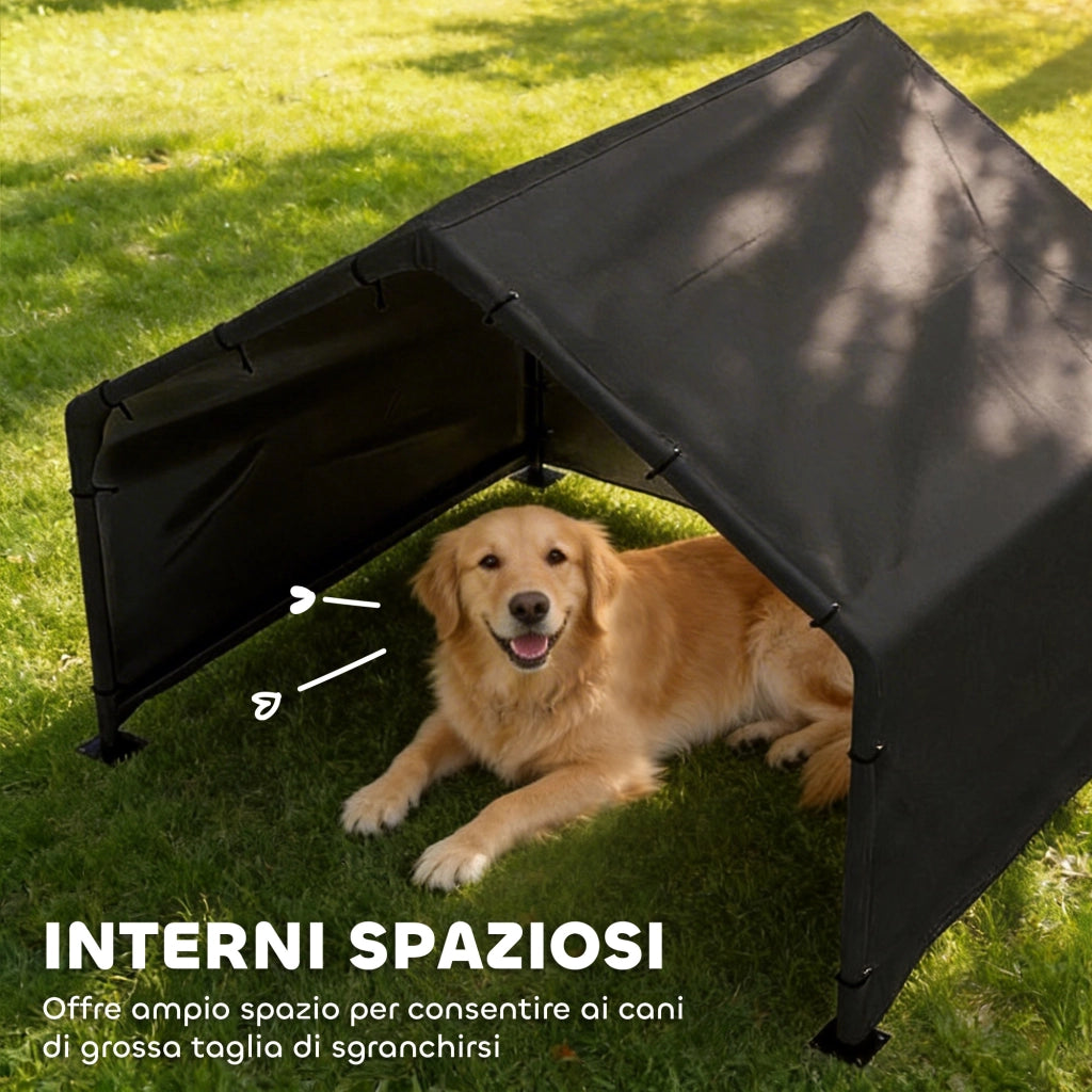 Cuccia per Cani da Esterno ¨C Zephmum ¨C Tessuto Oxford, 125x110x93 cm, Nero