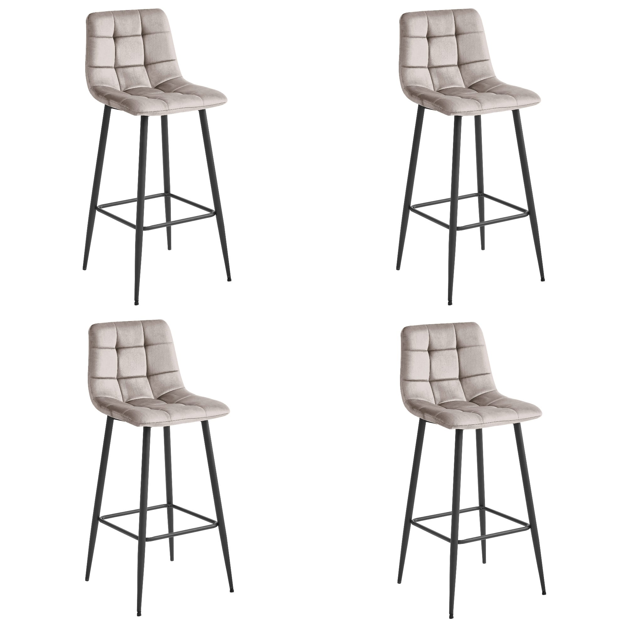 Sgabello da bar VALORA TEOTO - Velluto beige scuro con gambe nere x 4