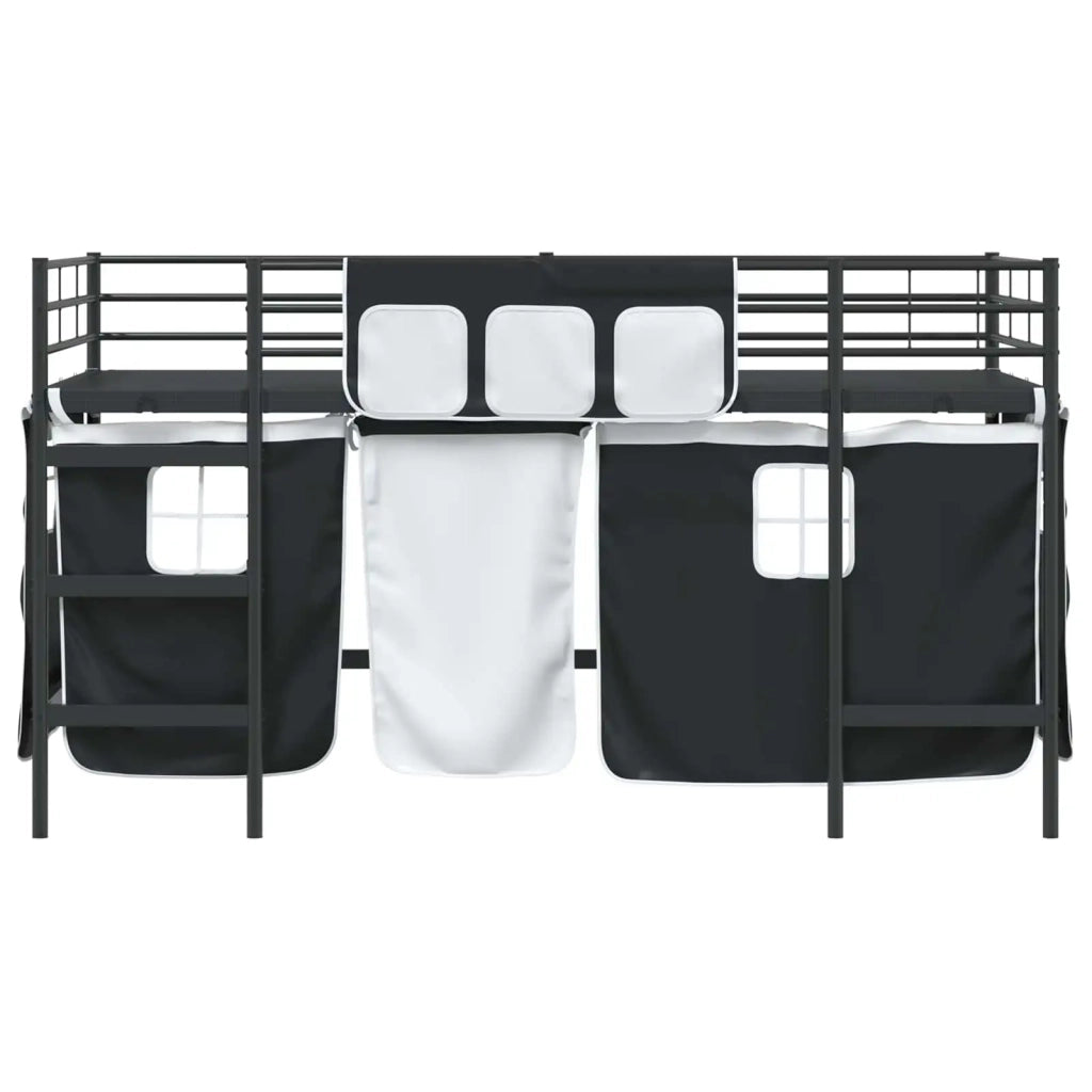 Struttura del Letto Loft per Bambini con Tendine-Giroletto per bambini Nero 411678