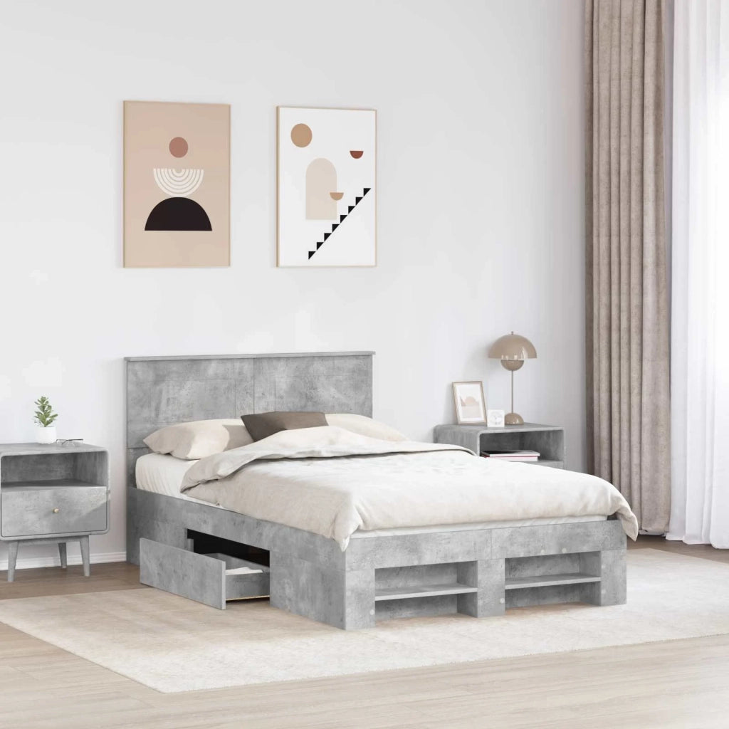 Struttura del letto con testiera Grigio cemento 137 x 203 cm