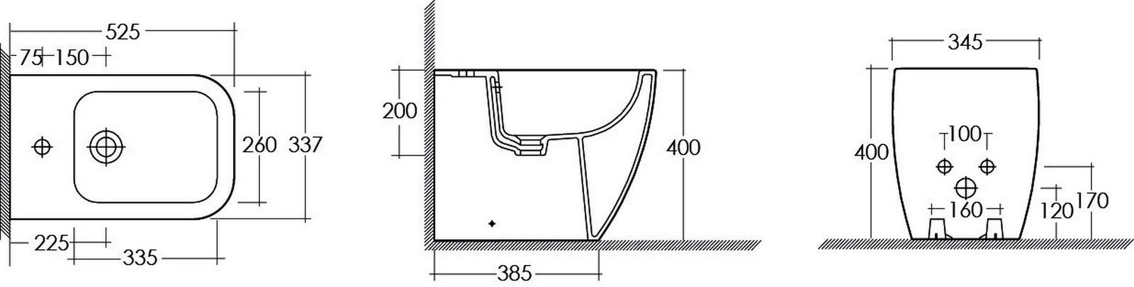 Bidet metropolitan filo muro