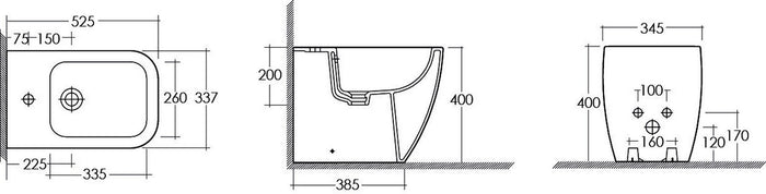 Bidet metropolitan filo muro